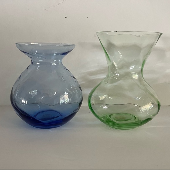 Set of Tinted Glass Vases (blue and green) - Picture 1 of 5